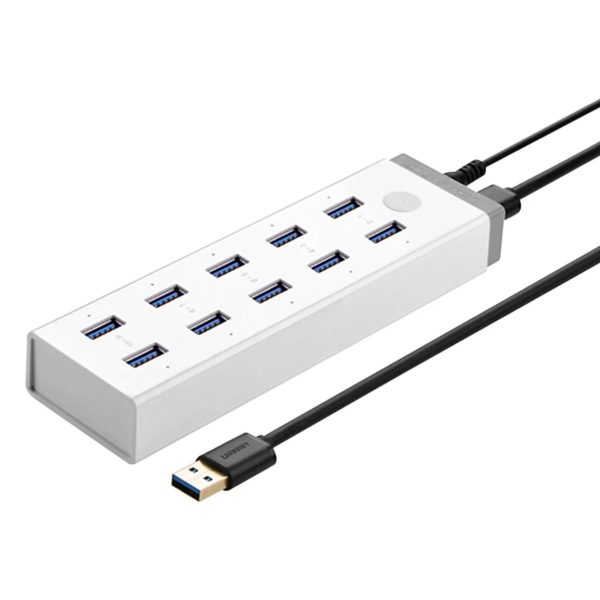Hub USB 10 cổng Ugreen 20297 CR117 USB to USB 3.0, tốc độ 5Gbps, 60W, 12V 5A