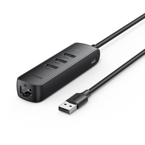 Bộ chia 3 in 1 Ugreen 20984 CM416 USB to 2*USB + LAN + DC USB-C, tốc độ 480Mpbs, 5V/2A