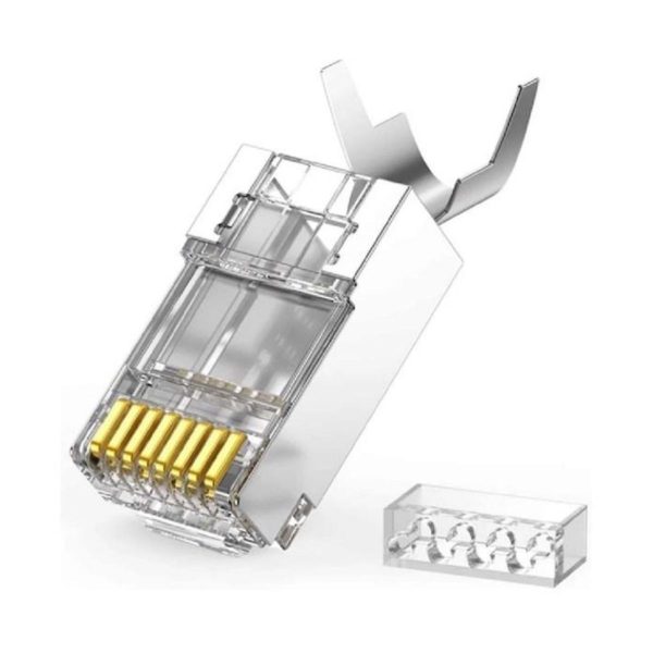 Đầu bấm mạng bọc inox Cat6/Cat7 FPT RJ45 thiết kế đuôi kẹp cố định vào cáp Ugreen 30900 (Hộp 50c)