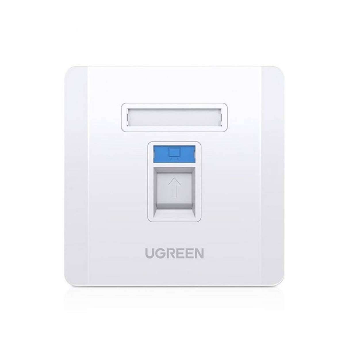 Mặt nạ âm tường RJ45/ RJ11 1 cổng Ugreen 80180 chính hãng cao cấp