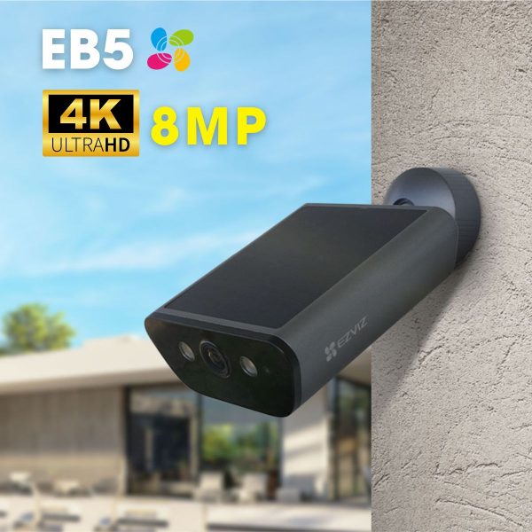 Camera wifi dùng pin Ezviz EB5 4K 8MP AOV, ghi hình màu ban đêm 30m, phát hiện dạng người/xe