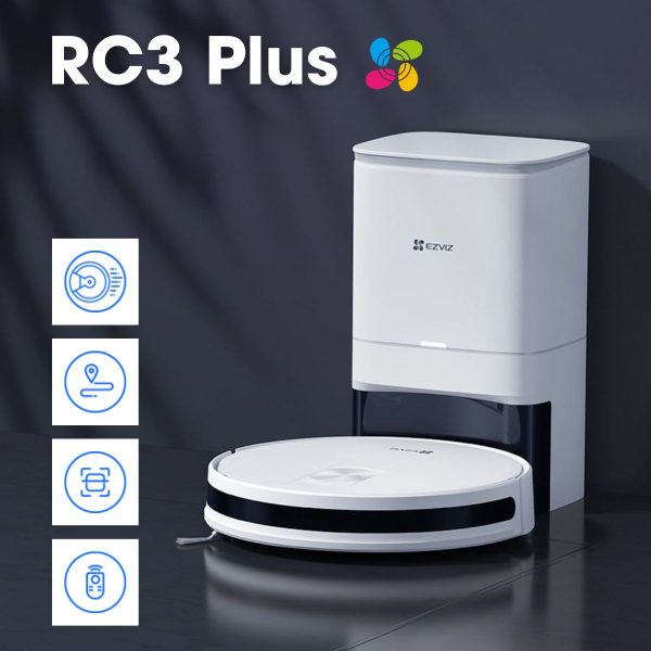 Robot hút bụi lau nhà thông minh Ezviz RC3 Plus tránh vật cản, phát hiện thảm, điều khiển từ xa