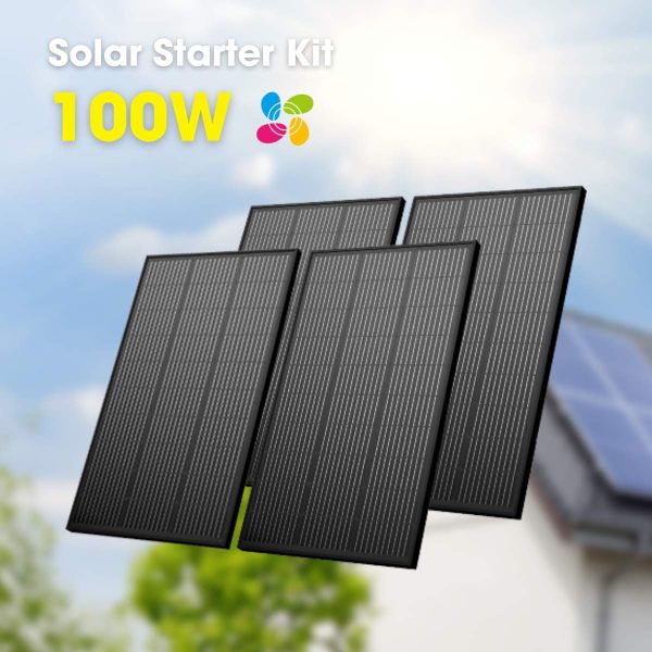 Bộ 4 tấm pin năng lượng mặt trời kèm dây cáp Ezviz 100W x 4, chống nước IP67