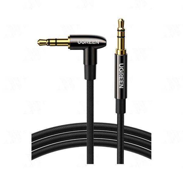 Cáp âm thanh góc 3.5mm thẳng Ugreen 0.5m (Đen) 40183