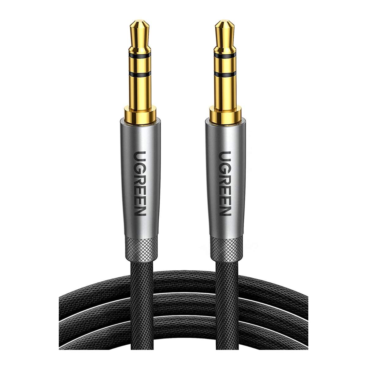 Ugreen 70880 Đầu nối kim loại 0.5m 3.5mm Vỏ Alu Cáp âm thanh bện Màu xám bạc 70880