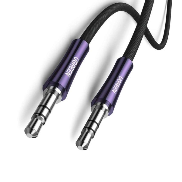 Ugreen 3.5mm 3 cực Male to Male Cáp âm thanh vỏ đồng mạ bạc 1m 80850
