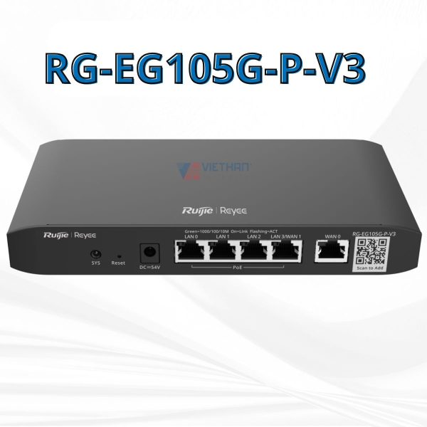 Router cân bằng tải Smart Gateway Ruijie RG-EG105G-P-V3 100 Users, 5 cổng 1000BASE-T