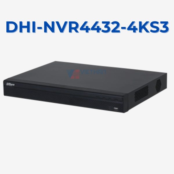 Đầu ghi hình camera IP 32 kênh 12MP Dahua DHI-NVR4432-4KS3, hỗ trợ 4 ổ cứng 20TB, băng thông đầu vào 160Mbps