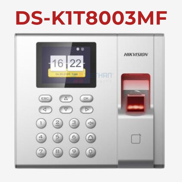 Máy chấm công vân tay và thẻ từ HIKVISION DS-K1T8003MF 2MP, 1000 vân tay,1000 thẻ Mifare