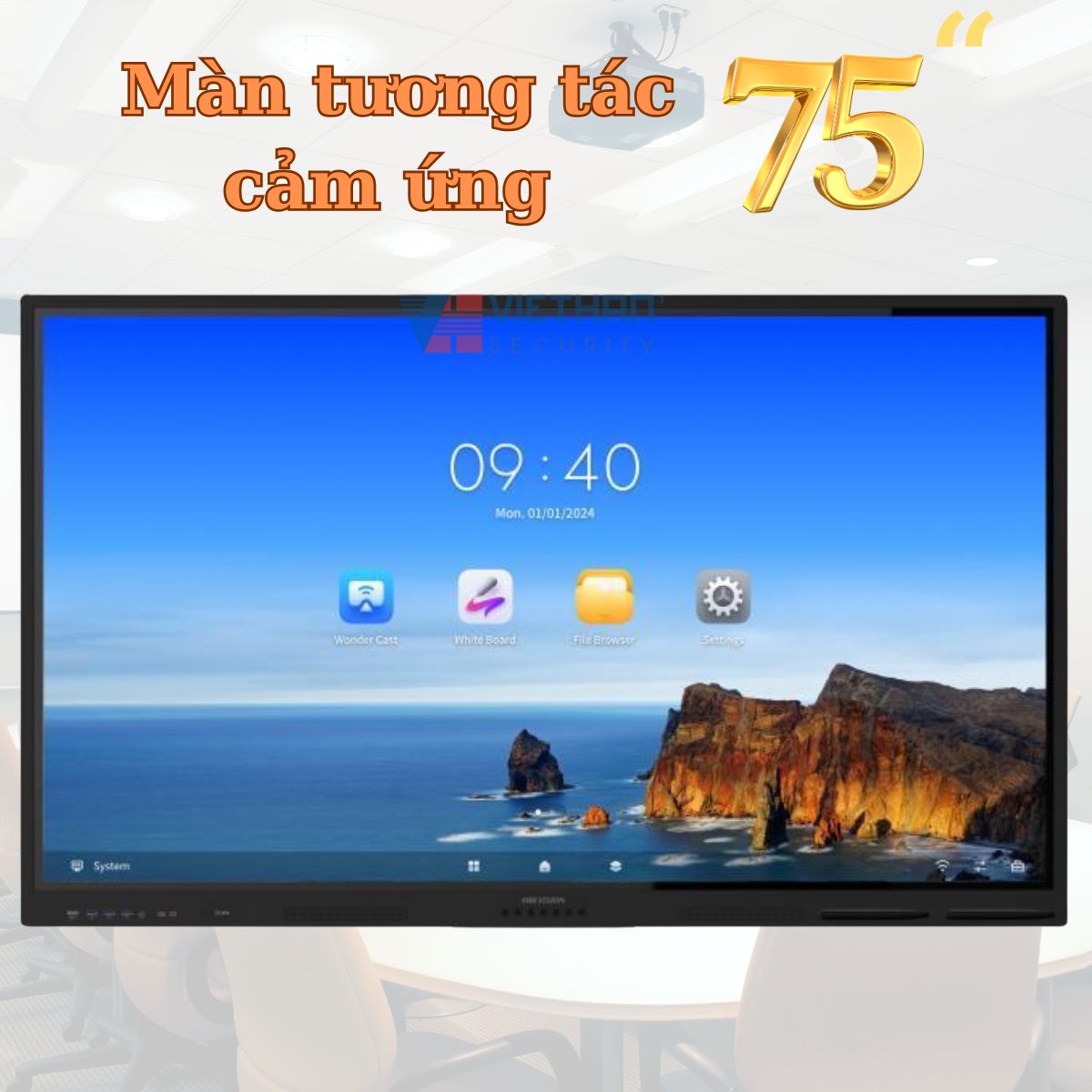 Màn hình tương tác cảm ứng  75-inch 4K HIKVISION DS-D5B75RB/EL, Tương tác đa điểm