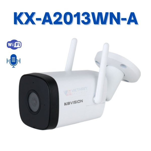 Camera IP WIFI 2MP ngoài trời KBVISION KX-A2013WN-A, Đàm thoại 2 chiều, Wifi AP, Hồng ngoại 30m