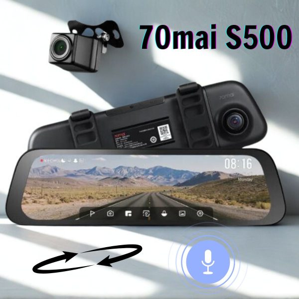 Camera hành trình gương 70mai S500, Màn hình cảm ứng 9,35 inch, Cảm biến Sony Starvis 2IMX 675