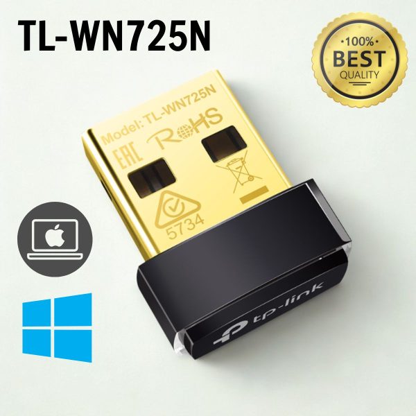 Bộ Chuyển Đổi USB Nano Wi-Fi TP-Link TL-WN725N chuẩn tốc độ 150Mbps, Hỗ trợ không dây, 2,4 GHz, USB 2.0