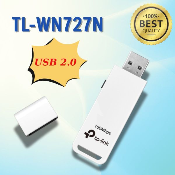 Bộ Chuyển Đổi USB Nano Wi-Fi TP-Link TL-WN727N chuẩn tốc độ 150Mbps, Hỗ trợ không dây, 2,4 GHz, USB 2.0