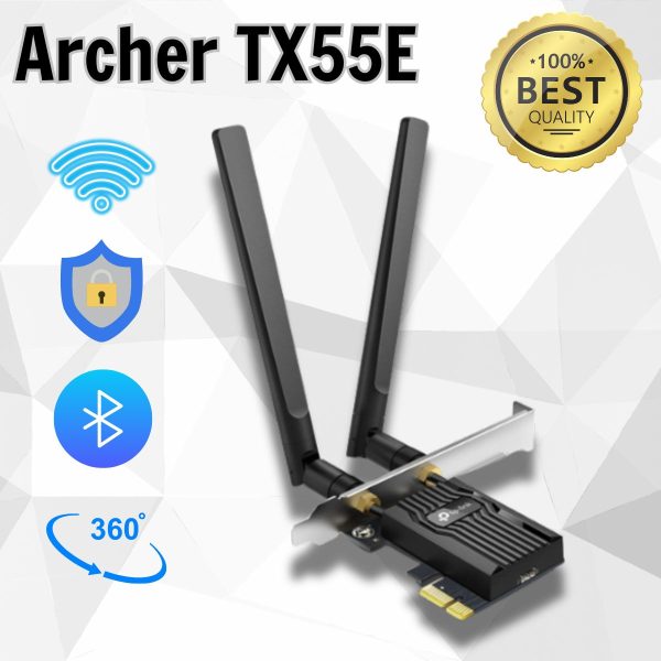 Bộ Chuyển Đổi Bluetooth PCI Express Wi Fi 6 Archer TX55E Băng Tần Kép AX3000, 2 x Ăng-ten ngoài, Bluetooth 5.2, Công nghệ MU MIMO, OFDMA, WPA3
