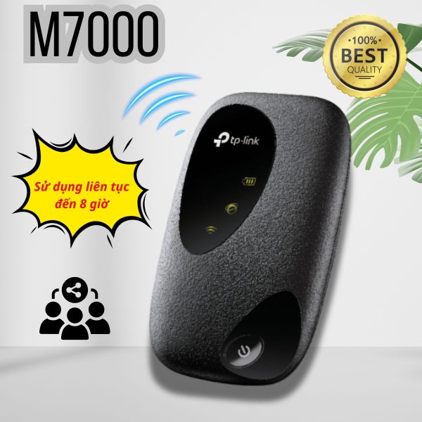 Wi Fi Di Động 4G LTE Mercusys M7000 Tốc độ 150Mbps, Ứng dụng tpMiFi, Pin 2000 Mah