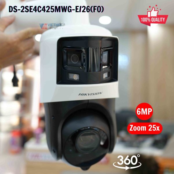 Camera IP PTZ toàn cảnh 6MP Hikvision DS-2SE4C425MWG-E/26(F0), Công nghệ ColorVu, Chip CMOS quét lũy tiến 1/2.8″