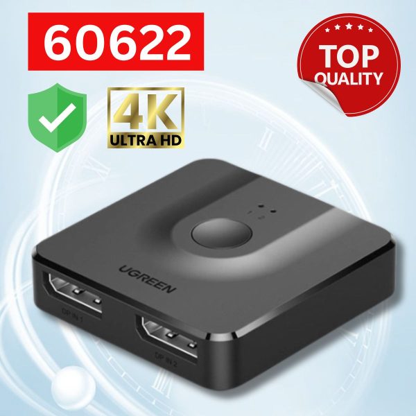 Bộ gộp Displayport 2 ra 1 hỗ trợ 4K Ugreen 60622, Độ phân giải 4K@60Hz, Hiệu suất cao