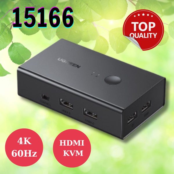 Bộ chuyển tín hiệu 2 CPU Ugreen 15166 Dùng 1 màn hình KVM Switch HDMI 2.0, USB 4K@60Hz