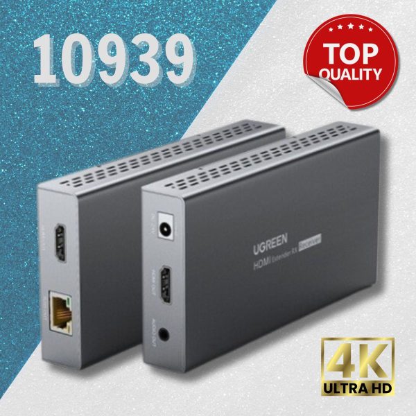 Bộ kéo dài tín hiệu HDMI 2.0 Ugreen 10939 4K60Hz dài 120M qua cáp mạng RJ45 Cat5e/Cat6 có IR