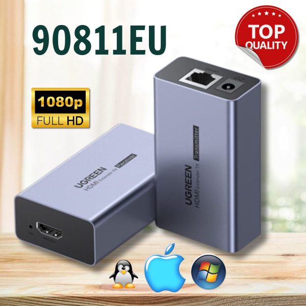 Thiết bị kéo dài tín hiệu HDMI 50m qua cáp Lan Cat6 Ugreen 90811EU Full HD 1080P@60Hz 4,45Gbps