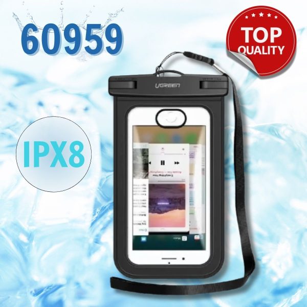 Ugreen 60959 Túi đựng điện thoại chống nước tiêu chuẩn IPX 8 độ sâu 10m - trong suốt cho màn hình từ 4 đến 6.5 inch LP186