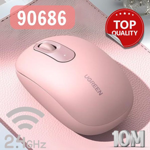 Chuột không dây Silent 2400DPI Ugreen 90686 2.4Ghz Màu hồng cherry