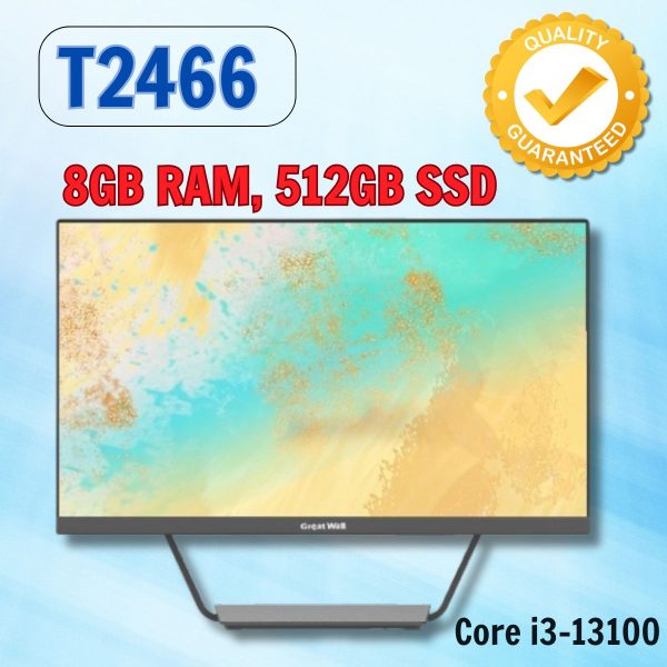 Máy tính all in one PC Great Wall T2466 AIO TA33854 - Core i3-13100, 8GB RAM, 512GB SSD - Màn 23.8" FHD - Camera 3MP, Phím chuột không dây