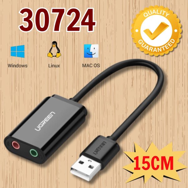 Cáp chuyển USB USB 2.0 sang 3.5mm Ugreen 30724, Mic & Loa, Cắm là chạy