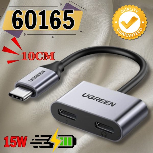 Cáp chuyển đổi USB Type-C sang 2 USB Type-C Ugreen 60165 tai nghe & sạc 15W