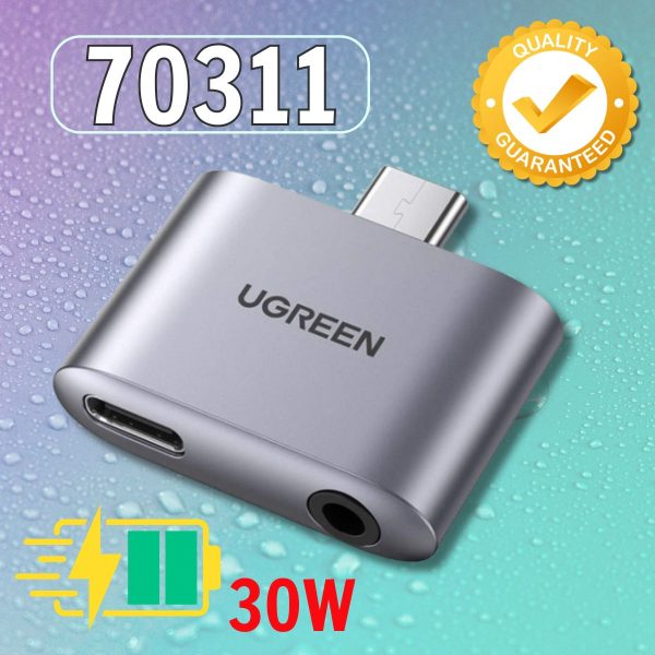 Bộ chuyển đổi có chipset Ugreen 70311 PD 30W vỏ nhôm Usb Type-C sang 3,5mm 110dB CM231