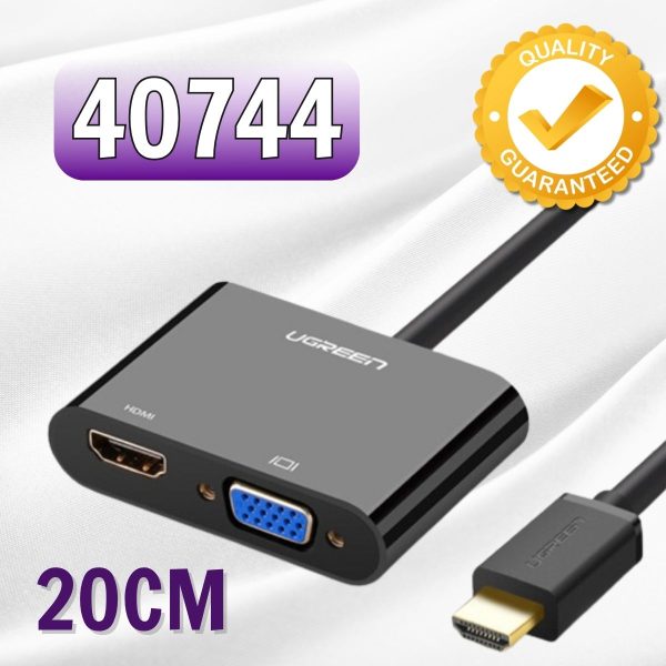 Cáp chuyển đổi HDMI to VGA + HDMI Ugreen 40744 dài 20cm Audio 3.5mm