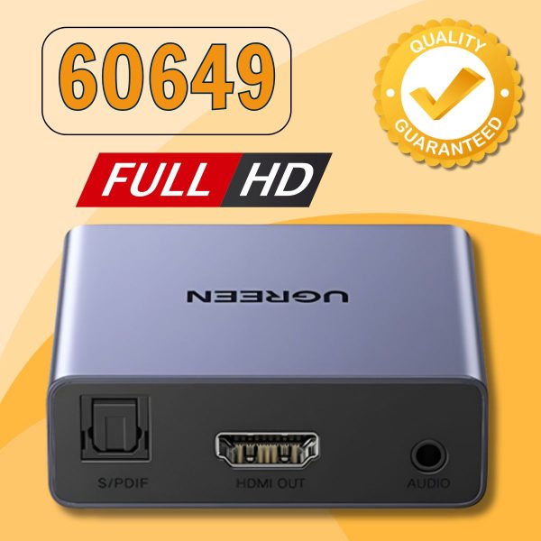 Bộ chuyển đổi tách âm thanh HDMI ra HDMI Ugreen 60649 kèm Audio 3.5mm và Optical (SPDIF)