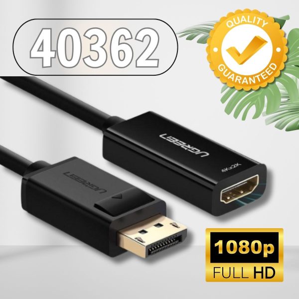 Cáp chuyển Displayport sang HDMI chính hãng Ugreen 40362 cao cấp, Chiều dài 25cm