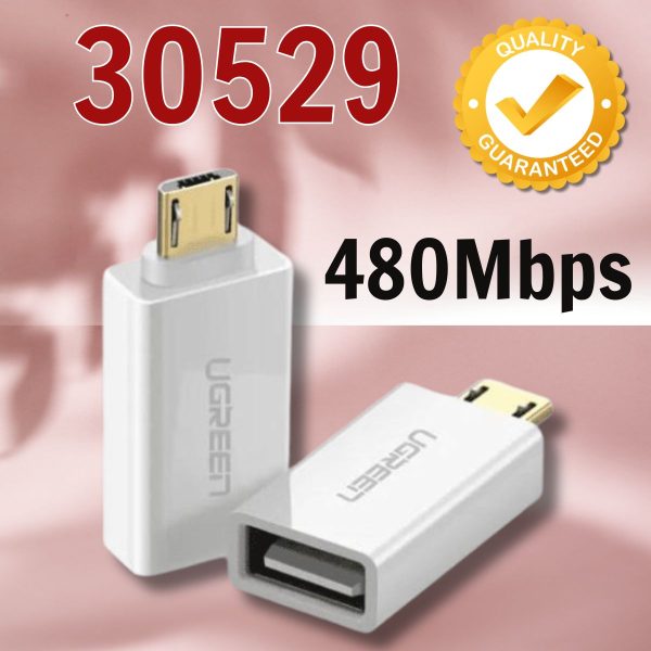 Đầu chuyển đổi Micro USB ra USB 2.0 Ugreen 30529 US195 Hỗ trợ USB OTG Màu trắng