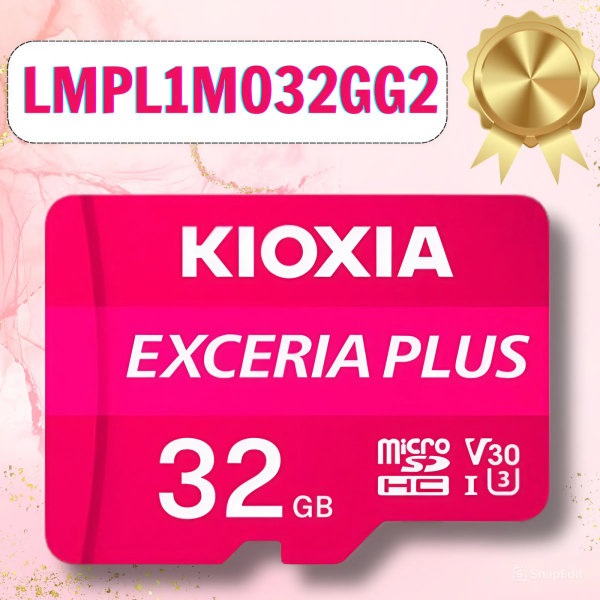 Thẻ nhớ quay phim Kioxia Exceria PLUS 32GB microSD LMPL1M032GG2 CL10 UHS-I U3 V30 4K A1 R98 W65 w adapter, Màu Hồng