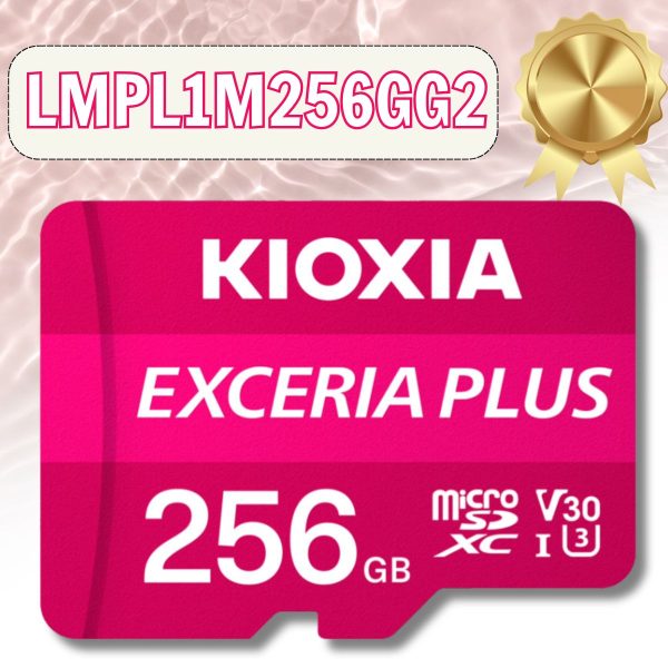 Thẻ nhớ quay phim Kioxia Exceria PLUS 256GB microSD LMPL1M256GG2 CL10 UHS-I U3 V30 4K A1 R100 W85 w adapter, Màu Hồng