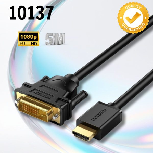 Cáp HDMI sang DVI 24+1 Ugreen 10137 dài 5M Hỗ trợ Full HD 1080p màu đen
