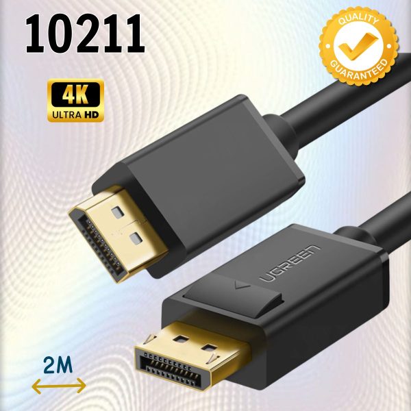 Cáp 2 Đầu Displayport Ugreen 10211 chuẩn V1.2 thuần đồng DP102 dài 2m Hỗ trợ 4K@60Hz,  10.8Gbps/s.