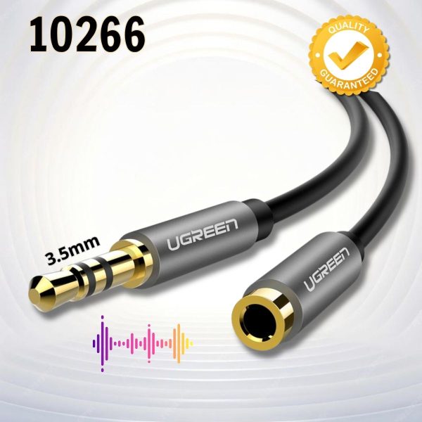 Cáp mở rộng âm thanh Ugreen 10266 dài 3m chuẩn 3.5mm, Bọc dù chống gãy, truyền tải ổn định