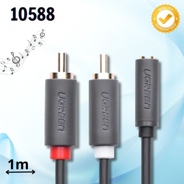 Cáp Audio 3.5mm âm sang RCA 1m Ugreen 10588 Âm thanh truyền ổn định, Hạn chế nhiễu