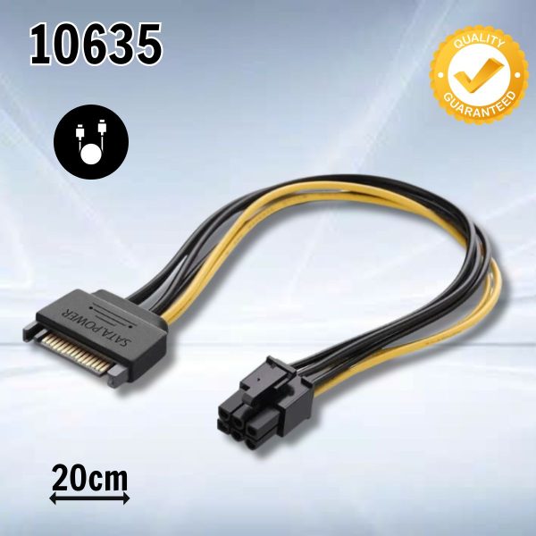 Cáp nguồn Sata 15 chân ra 6 chân dài 20cm Ugreen 10635 Màu đen vàng