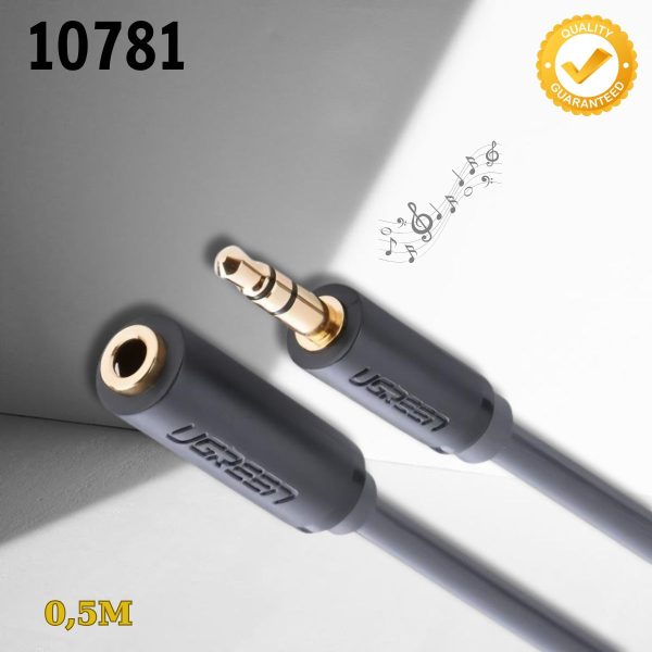 Cáp audio nối dài 3.5mm dài 0.5m Ugreen 10781 Đầu cắm mạ vàng 24K, Lõi đồng