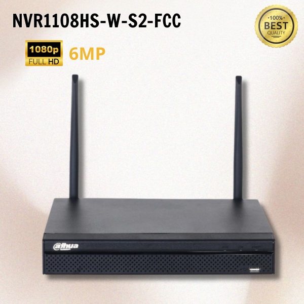 Đầu ghi hình IP Wifi 8 kênh Dahua NVR1108HS-W-S2-FCC 1080p 6MP Kết nối camera 1 chạm