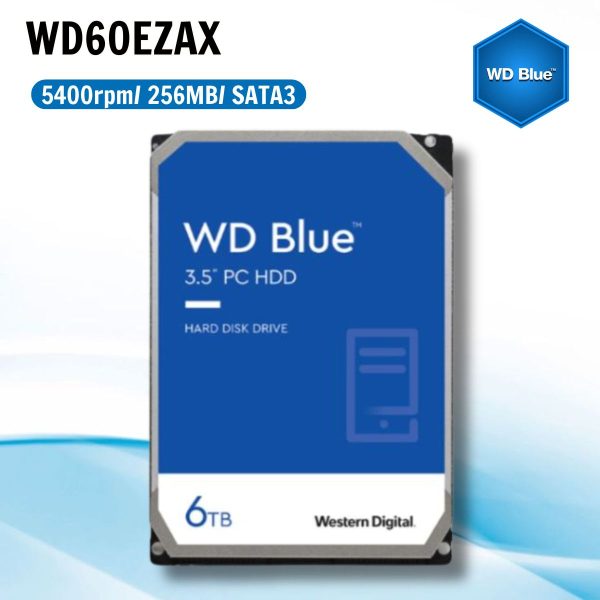 Ổ cứng Western Digital Blue 6TB WD60EZAX 3.5" SATA 3/256MB Cache/ 5400RPM