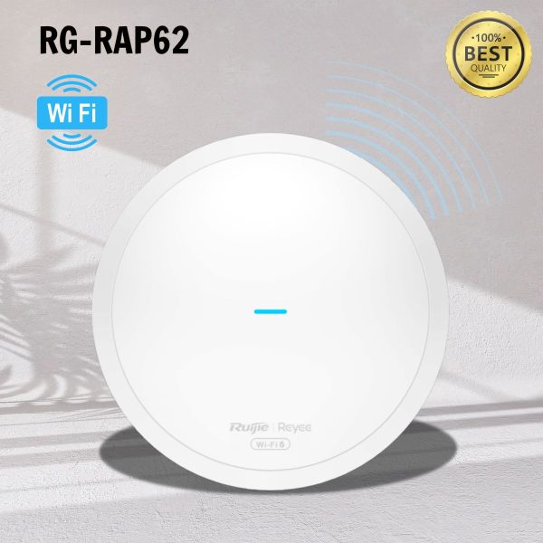 Bộ Phát WiFi 6 ốp trần/gắn tường Ruijie RG-RAP62 Tốc độ 1774 Mbps, 1 cổng 10/100/1000M Ethernet LAN, Hỗ Trợ +100 người dùng đồng thời