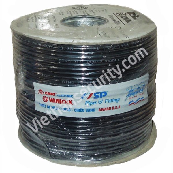 Cáp điện thoại SINO 4 ruột (2P), có lớp bạc chống nhiễu, sợi dây trần, lớp mỡ bám vào dây chống ẩm ( Cuộn 200M)