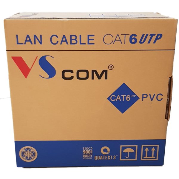 Dây Cáp mạng Cat6 VSCOM UTP 4 cặp xoắn đôi, lõi đồng nguyên chất, lõi chữ thập giảm nhiễu ( cuộn 305M)
