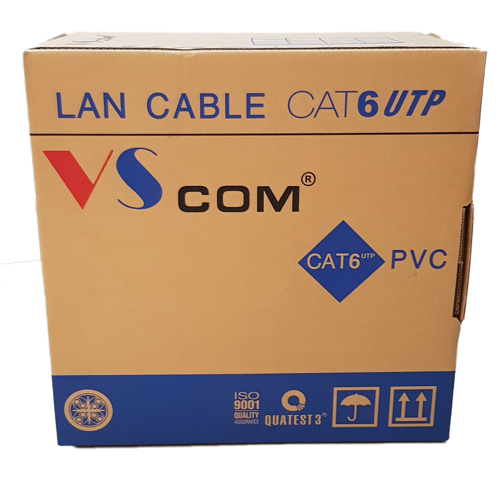 Dây Cáp mạng Cat6 VSCOM UTP 4 cặp xoắn đôi, lõi đồng nguyên chất, lõi chữ thập giảm nhiễu ( cuộn 305M)