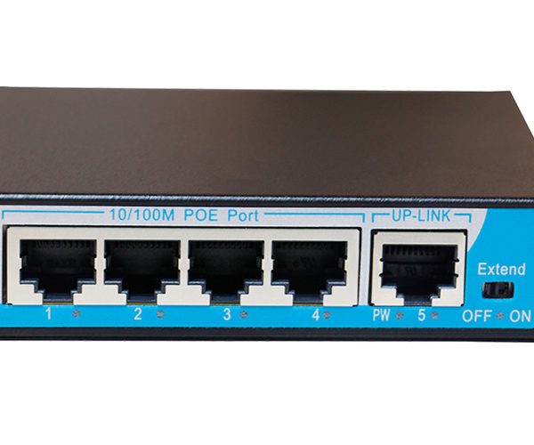 Switch PoE 4 Port HRUI HR901-AF-41 tốc độ 10/100M, 1 Uplink, công suất tổng 48W, Led hiển thị